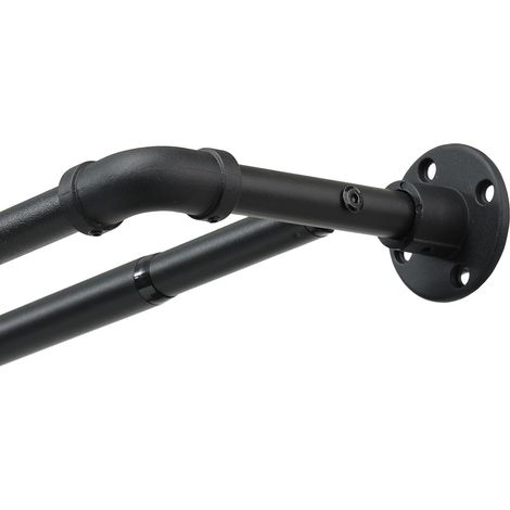 78-241cm Double tringle a rideaux industrielle extensible noire pour fenêtres, barre double rideaux télescopique diamètre 25 mm pour fenêtres, salon et portes-fenêtres coulissantes (1/5)