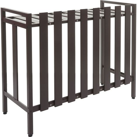 Revestimiento para aire acondicionado/bomba de calor HHG-398, cubierta rejilla protectora estante para plantas, metal 80x90x39 cm, marrón