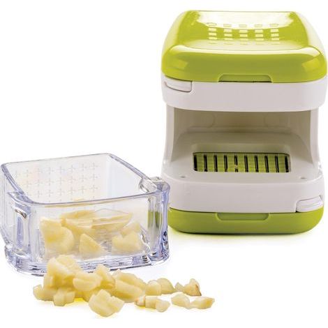 Presse-ail en cubes, vert/blanc Plastique sans BPA avec lames en acier inoxydable Hache et tranche (1/5)