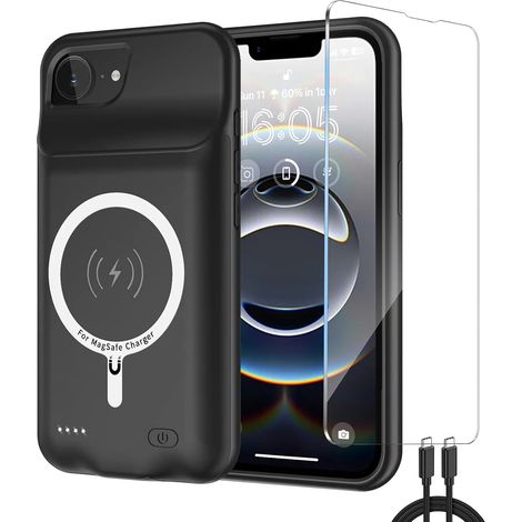Coque Batterie pour 16e/17e,10000mAh Magnétique Compatible Chargement sans Fil Coque de Protection pour Chargeur de Batterie de Secours étendue (1/5)