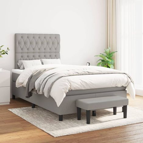 Lit adulte,Lit avec Sommier et Matelas confortable pour Chambre,Ensemble Lit à sommier tapissier Gris clair 120x200cm Tissu -BVN54736 (1/5)