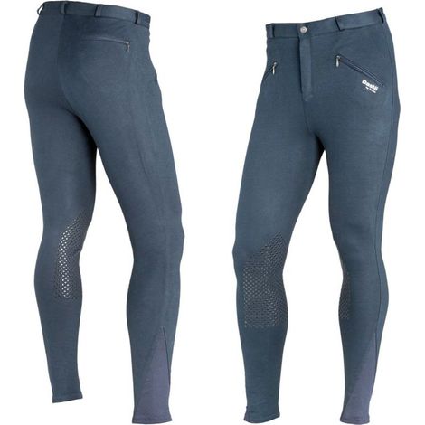 Pantaloni equitazione Daslo da uomo aderente peso 300g in maglina di cotone elasticizzata con toppe in tessuto: 52, nero (10) (1/2)