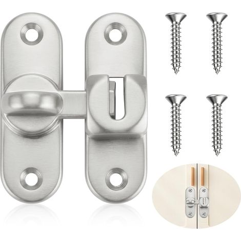 1Pcs Retro Swing Door Lock 90/180 Degree Swivel Zinc Alloy Door Lock for Shed Bathroom Furniture Window Silver (1/5)