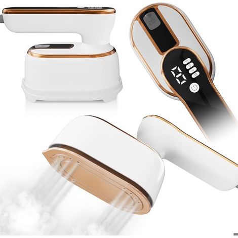 1 fer à vapeur de voyage, affichage LED et 4 niveaux de vapeur, mini fer à repasser portable pour vacances et maison (1/5)