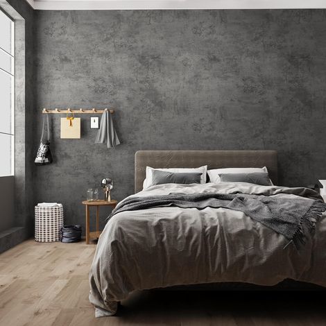Papier peint extra large en béton gris foncé et bleu 80 cm x 4 m – Papier contact en ciment industriel pour plan de travail – Autocollant mural imperméable pour sous-sol, chambre à coucher (1/5)