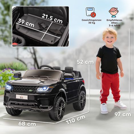 Schwarzes 4x4-Elektroauto für Kinder, Fernbedienung für Eltern, Sicherheitsgurt, Scheinwerfer und Musik, max. 5 km/h (1/5)