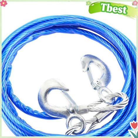 Tbest Câble métallique de treuil Corde de treuil en fil d'acier et caoutchouc, corde de moto coffret 5m/16,4 pieds 7 tonnes