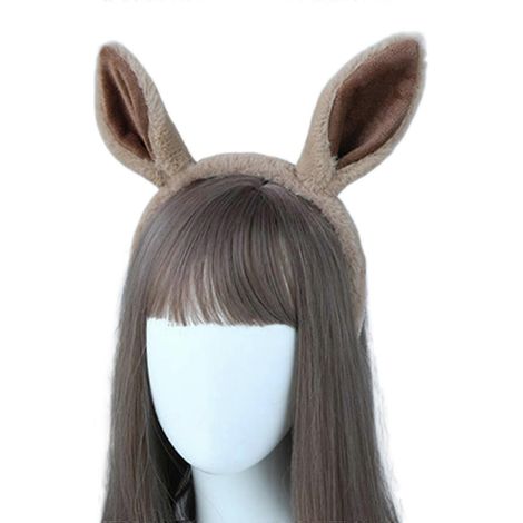 Bandeau oreilles de cheval, serre-tête pour cheveux, oreilles de cheval en fausse fourrure, oreilles de dunkey en peluche, serre-tête Lolita réaliste, cosplay cheval, Camel Palmsys1 (1/5)
