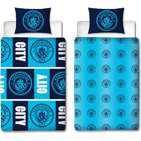 Housse de Couette Simple, Design Flashy, Literie Football réversible 2 Faces Bleue avec taies d’Oreiller Assorties, Polycoton (1/5)