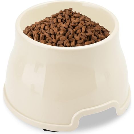 Gamelle surélevée antidérapante pour chien à longues oreilles pour nourriture et eau - Pour chiens de petite, moyenne et grande taille (taille M, blanc chaud) (1/5)