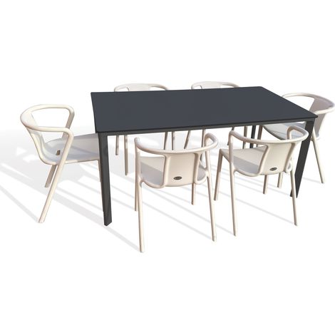 MEET - Ensemble repas de jardin 6 places en aluminium laqué  - CITY GARDEN