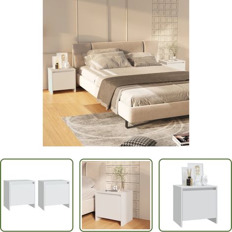 vidaXL Table de nuit - Tables de chevet 2 pcs blanc 45x34x44,5 cm bois d'ingénierie (1/5)
