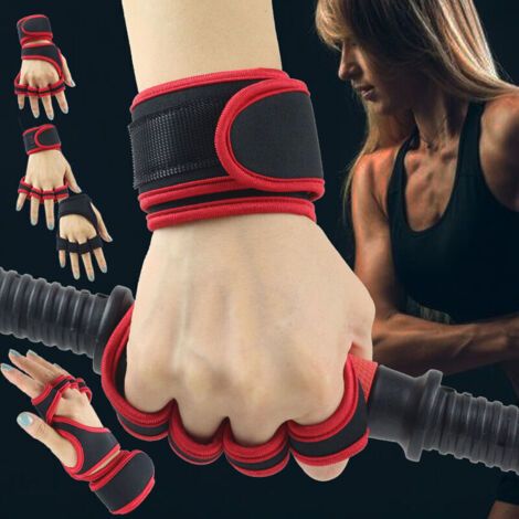 QORVA-Gants d'haltérophilie de gym pour hommes et femmes, protège-poignets antidérapants, équipement de sport à demi-doigts, barre horizontale, entraînement, tractions pour éviter les cocons (1/3)