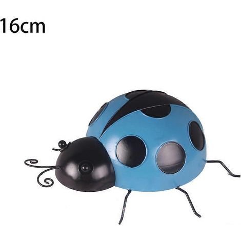 HONORNIC - Décoration murale extérieure créative pour jardin ou maison - Coccinelle en métal, 16 x 16 x 5 cm, bleue