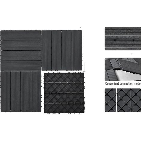 Dalles de terrasse emboîtables, étanches, antidérapantes, 54pcs Gris (1/2)