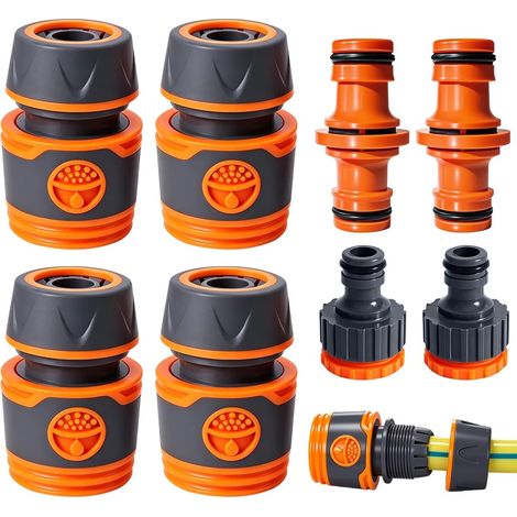 8 Pcs Garden Hose Connector Hose Connector 19mm 25mm Quick Connectors, Two Way Hose Connector Kit for Car and Garden Washing (1/2) (1/5)