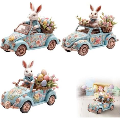 3 pièces Figurines lapin acrylique, décoration de table Pâques, motif œuf printanier, accessoire déco intérieur salon ou salle à manger (1/5)