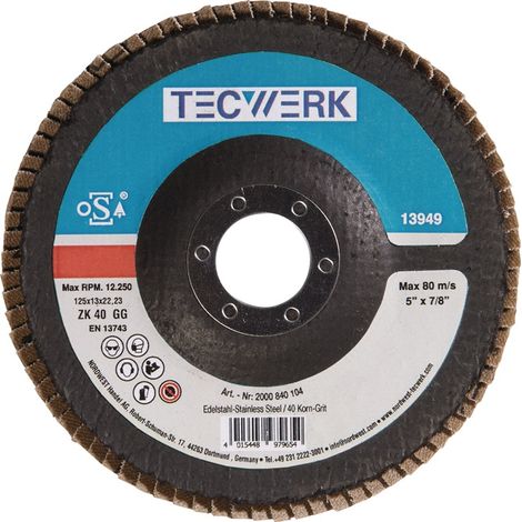 Fächerscheibe Kehlnaht D.125mm K.40 kon.INOX ZK TECWERK
