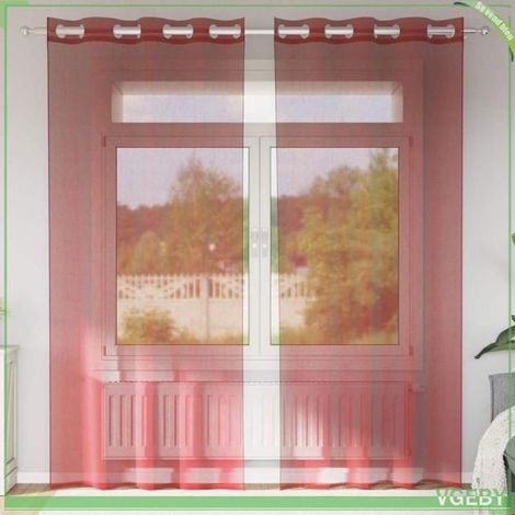 Rideaux en voile - FAFEISY - 4102157 - rouge bordeaux - 2 pcs - Œillets (1/5)