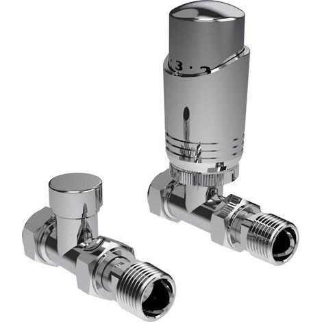 Chrome Straight Thermostatic Radiator Valve Pack (Pairs)