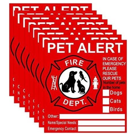 Set of 8 pet safety stickers – fire safety. Save our pets in case of a fire emergency, the firefighters will see them. (1/5)