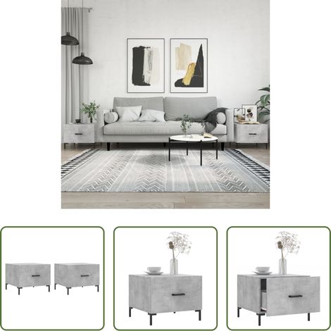 Holzwerkstoff -  Couchtische 2 Stk. Betongrau 50x50x40 cm Holzwerkstoff (1/5)