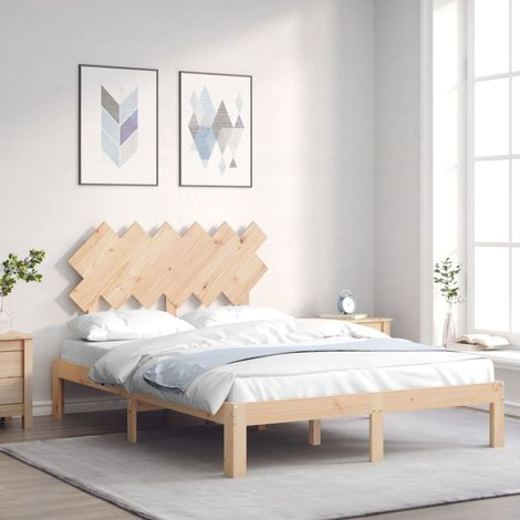 Estructura de cama de matrimonio con cabecero madera maciza (1/5)