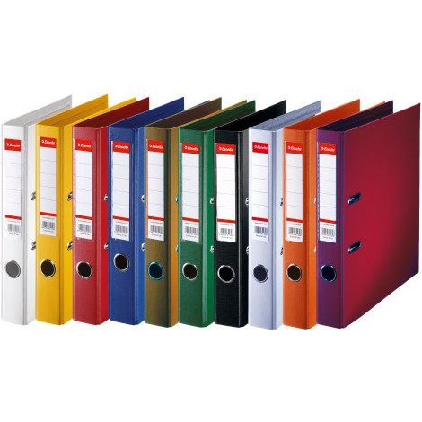 Classeur à levier plastifié Esselte Standard A4 - Dos 5 cm - Coloris assortis - Lot de 10 (1/2)