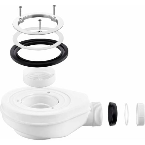 Shower tray drain set, shower drain with siphon, with hair filter, shower tray drain hole set, white