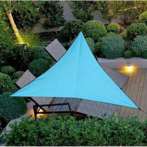 1 Voile d'ombrage triangulaire 3x3x3m polyester imperméable protection UV jardin terrasse bleu (1/3)