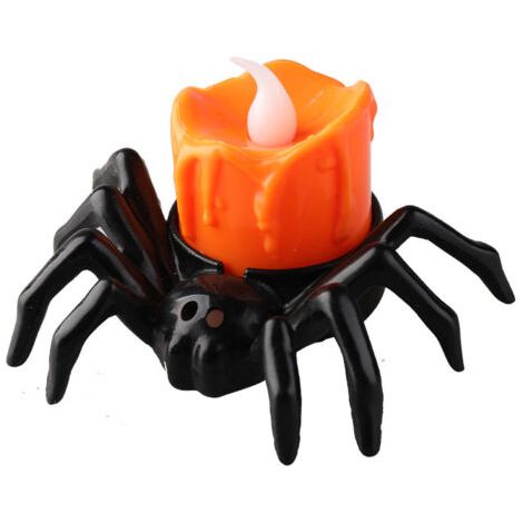 BUNTHAUS Lanterne citrouille d'halloween, accessoires de décoration d'ambiance, bougie électronique LED, lumière araignée, décoration nocturne, 2 paquets (1/5)