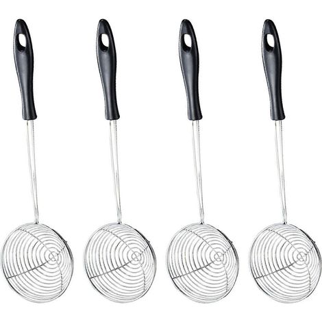 Ensemble de 4 passoires en acier inoxydable, passoire ménagère, passoire pour casseroles, usage en cuisine, noir. (1/5)