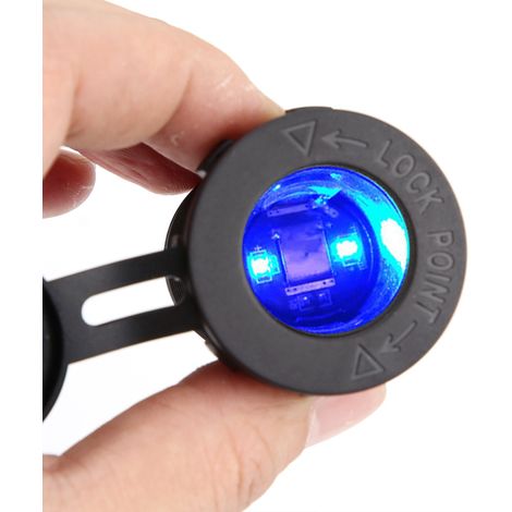 Prise allume-cigare 12V femelle avec voyant LED bleu pour voiture, moto, bateau (1/5)