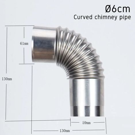 Coude de conduit de fumée à 90 degrés de 6 cm, coude de tubage de cheminée, coude de poêle de tente, tuyau de protection thermique, tuyau d'interrupteur, tuyau anti-étincelles, tuyau anti-brûlure, réc (1/5)