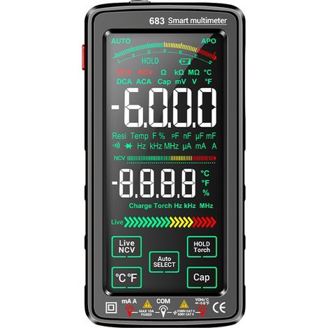 Fully automatic smart digital multimeter, VA inverted color LCD screen, 6000 counts, built-in rechargeable battery, multiple measurement functions including NCV function (1/5)