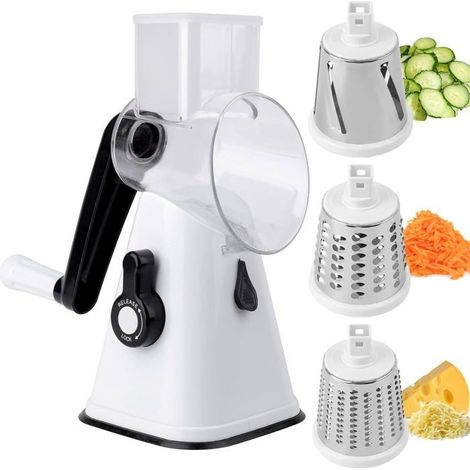 Râpe à fromage, coupe-légumes manuel, broyeur pour cuisine, mandoline ronde rotative pour légumes et fruits (1/5)