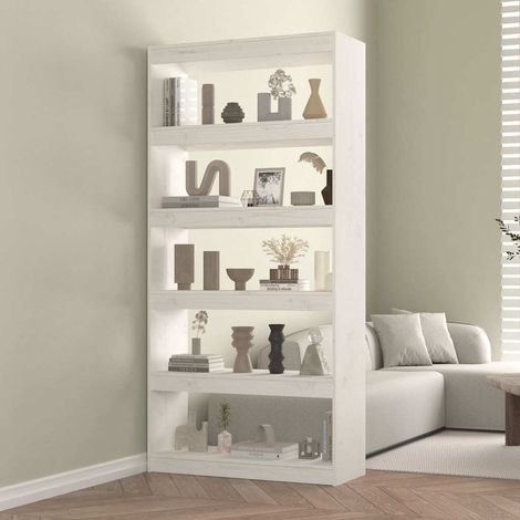 vidaXL Estantería/divisor de espacios madera pino blanco 80x30x167,4cm (1/5)