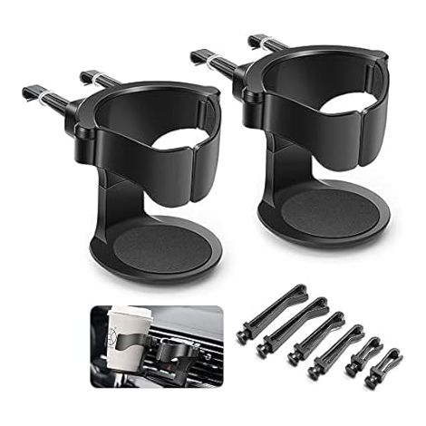 Porte Gobelet Voiture, 6PCS Support Gobelet Voiture, Porte-gobelet de Voiture Réglable, pour Grille d'Aération de Voitures, Camions, Camping-Cars(Noir)