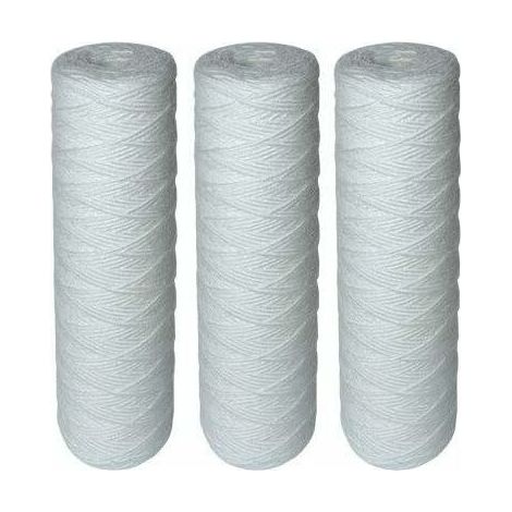 Lot de 3 cartouches filtrantes bobinées 10 pouces - filtration sédiments jusqu'à 25 microns - durée de vie 1 an - compatible filtres à eau (1/5)