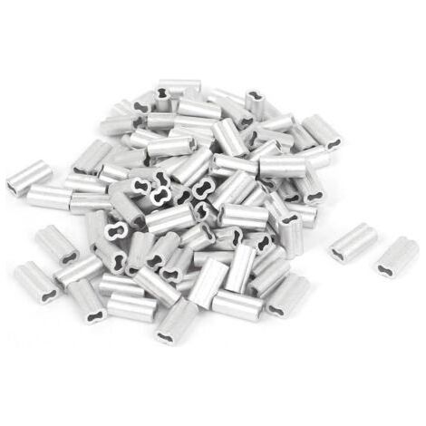 1 mm Drahtseil-Aluminiumhülsen, Klemmverbinder, Schlaufenhülsen, Kabelklemmen, 100 Stück (1/5)