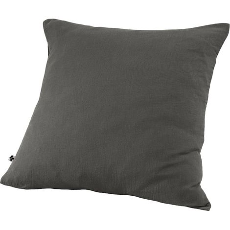 Taie d'oreiller Gaze de coton 60 x 60 cm GAIA coloris Gris Granit