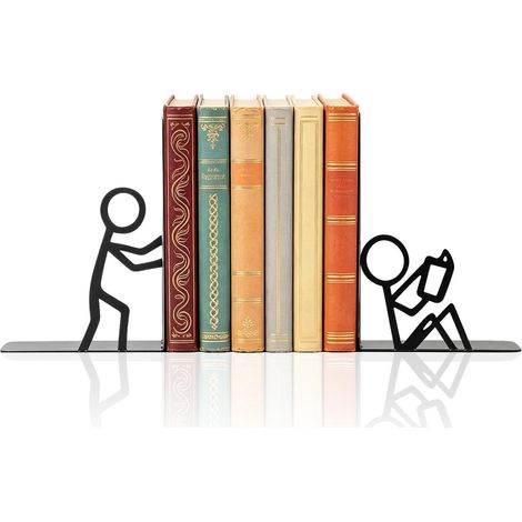 Serre-livres pour étagères - Serre-livres décoratifs en métal pour livres lourds, porte-livres original pour bureau, école, maison, décoration d'étagère, idée cadeau pour les amateurs de livres (1/5)