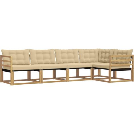 Outdoor Sofa Set 5 pcs White and Beige vidaXL (1/5)