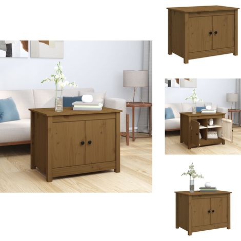 Table basse Marron miel 71x49x55 cm Bois massif de pin - Table Basse - Meuble De Salon - Table D'appoint - Table Latérale - Bois Massif (1/5)