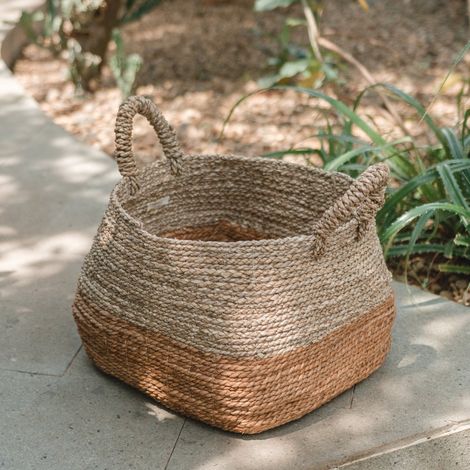 Panier de Rangement, Panier à Linge et Cache-Pot en Fibre de Bananier et Jonc de Mer, 3 Taille - PANGIVO