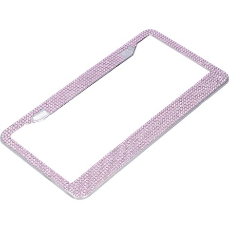Cadre de plaque d'immatriculation rose à paillettes, décoration extérieure pour voiture, cadeau d'anniversaire ou de fête pour femme (1/5)
