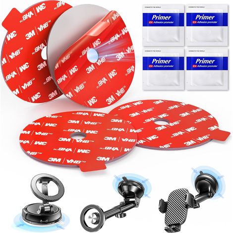 Double Sided Heat Resistant Suction Cup Mount Adhesive Pads - 4 Pack Replacement Stickers (75mm) for Car Dashboard and Windshield (1/5)