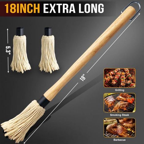 Balai À Sauce - Manche En Bois 45 7 Cm - Pour Barbecue Grillades Et Fumage - 4 Pièces (1/5)