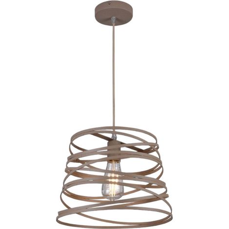 TRADE SHOP - Lampadario A Sospensione Moderno Con Paralume In Metallo A Vortice Traforato Tortora A08 -