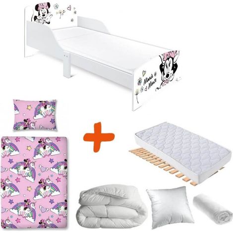 Pack Lit Minnie Vintage Disney Blanc Fleurs pastel  140x70 cm